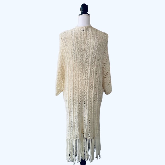 AMERICAN EAGLE CROCHET KNIT TASSEL TRIM CARDIGAN DUSTER SWEATER - Picture 4 of 12